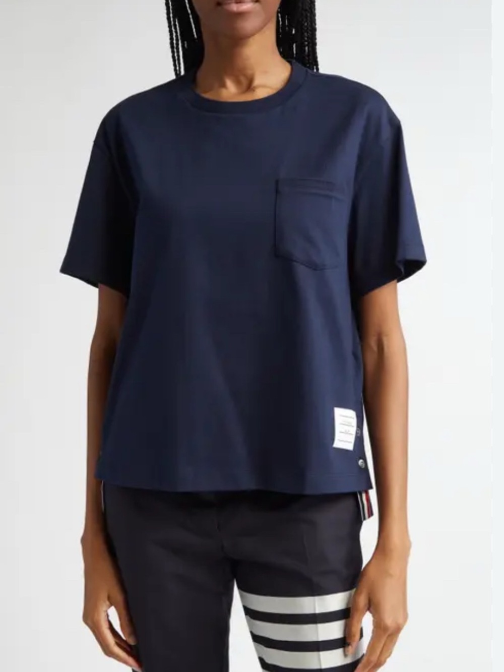 Thom Browne Navy Tee with Pocket